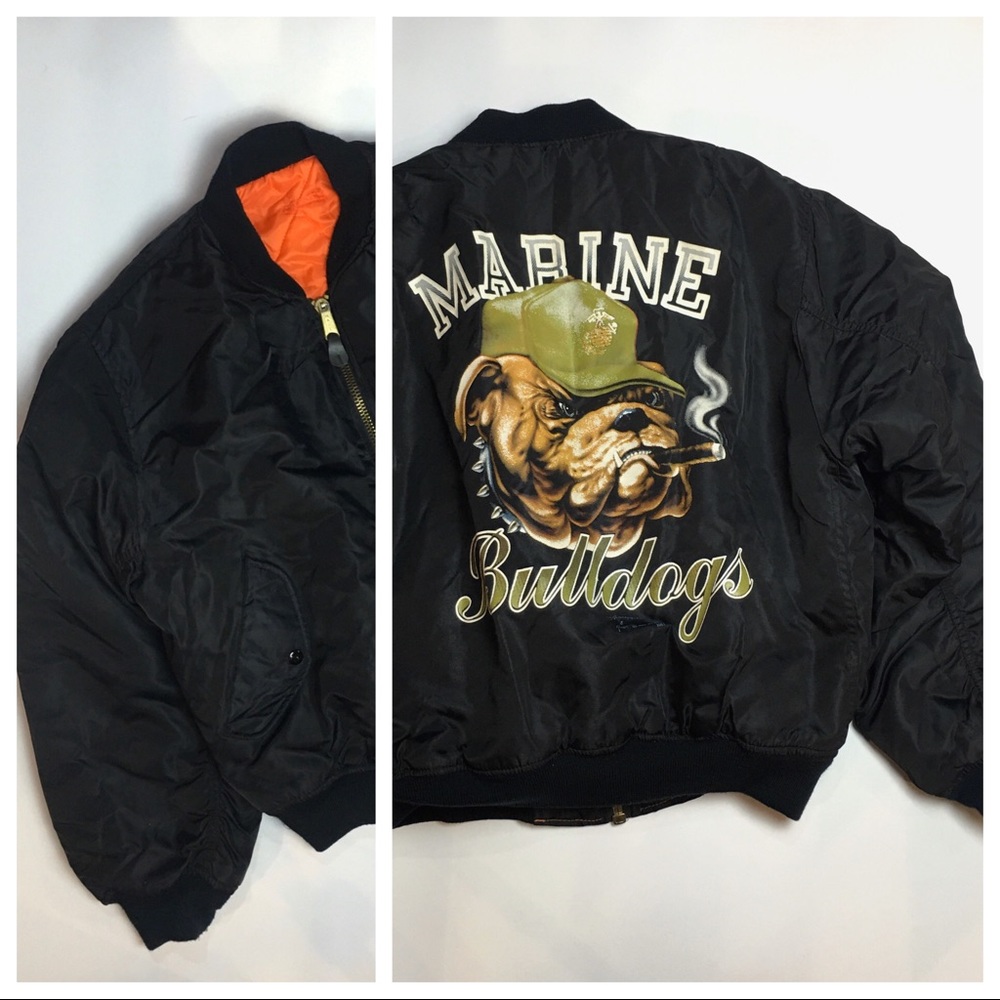 Vintage 80s Bomber Jacket Marine Bulldogs 1989